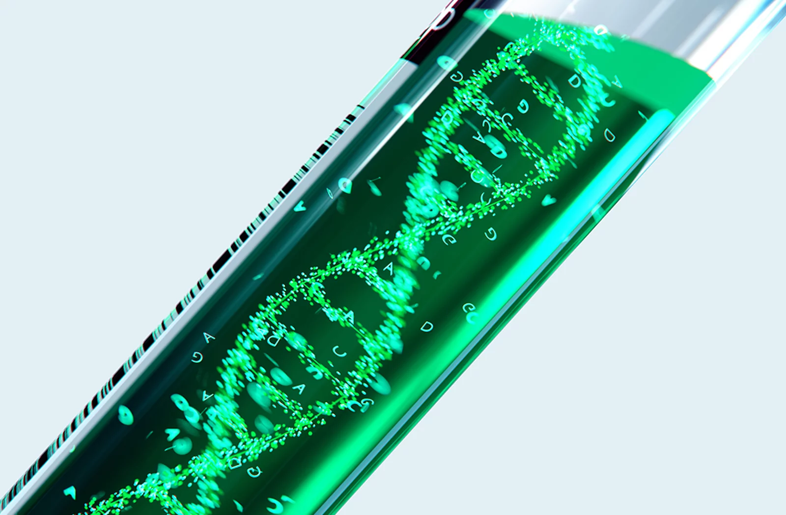 DNA-Molekül, das sich im Inneren der Reagenzglasausrüstung bildet